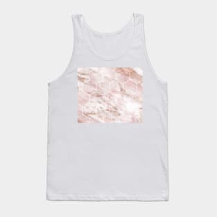 Pink marble with rose gold accents - hexagons Tank Top